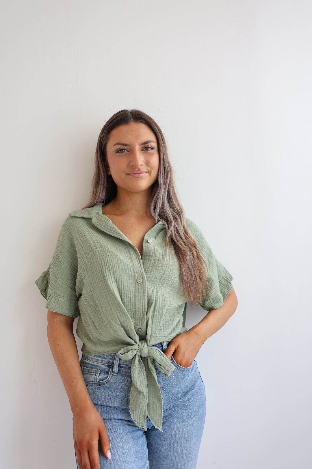 T-Shirt aus Musselin mit Knoten