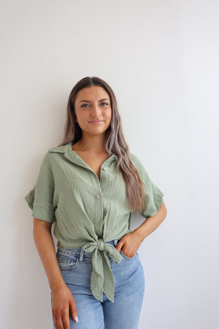 T-Shirt aus Musselin mit Knoten