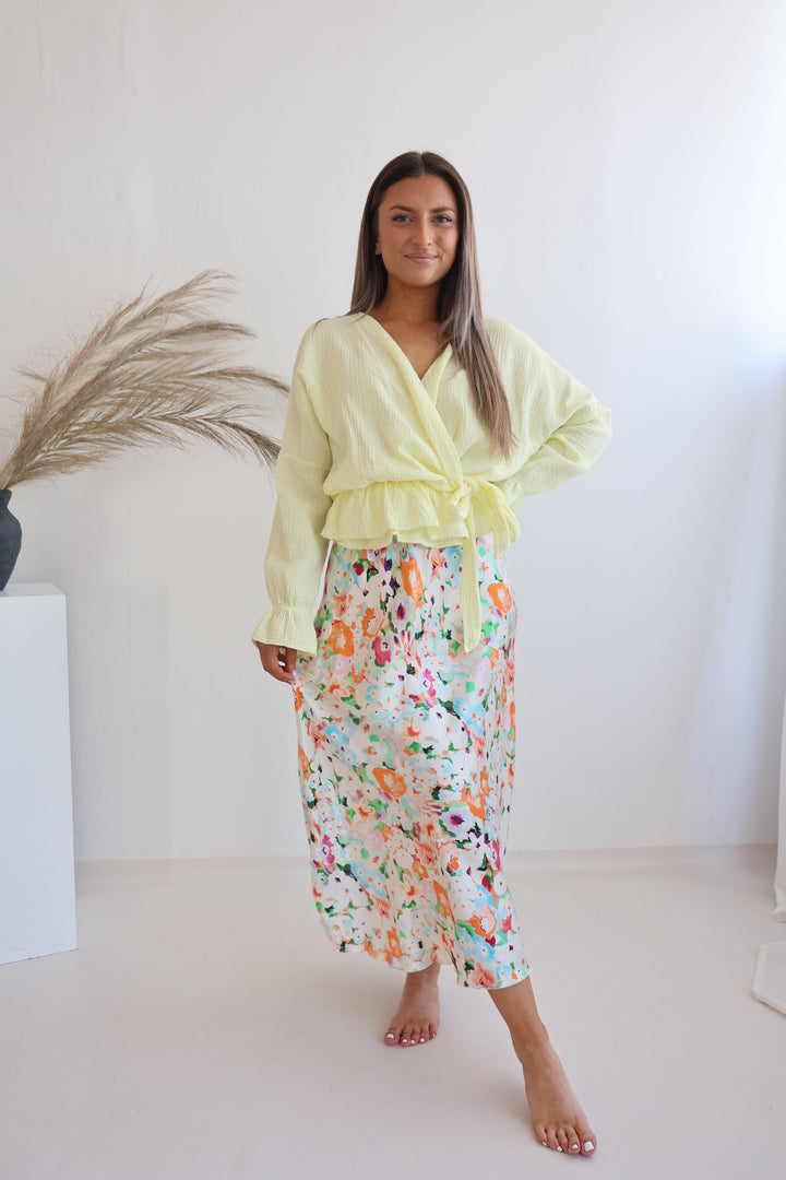 Satinrock mit Flowerprint Kalea
