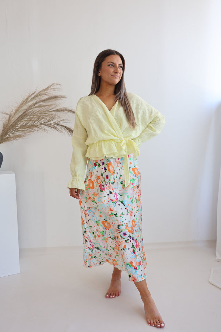 Satinrock mit Flowerprint Kalea