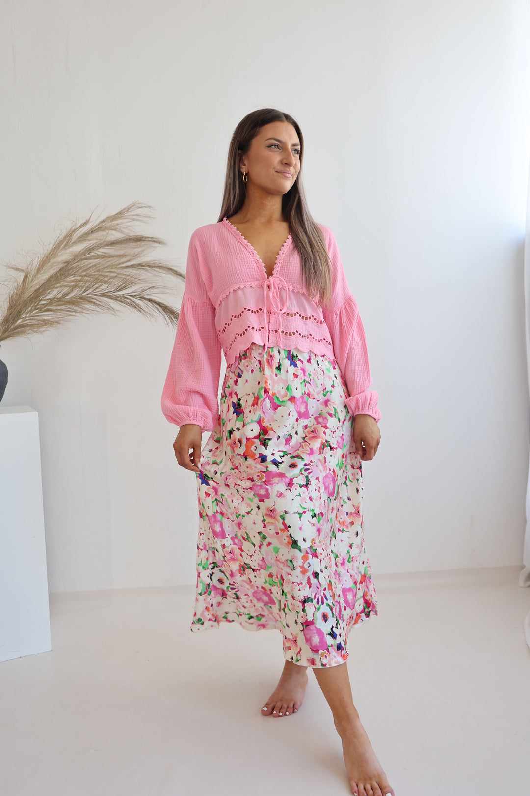 Satinrock mit Flowerprint Kalea