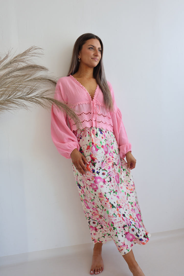 Satinrock mit Flowerprint Kalea