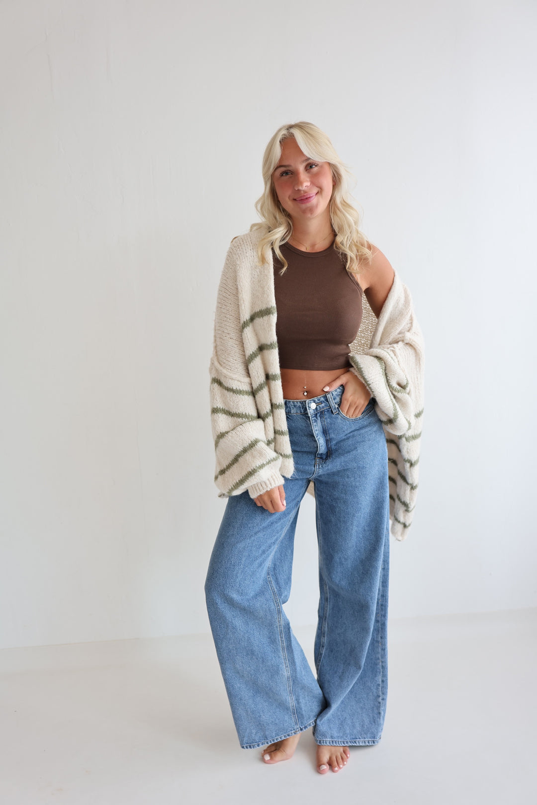 Oversize Strickcardigan Half Stripes