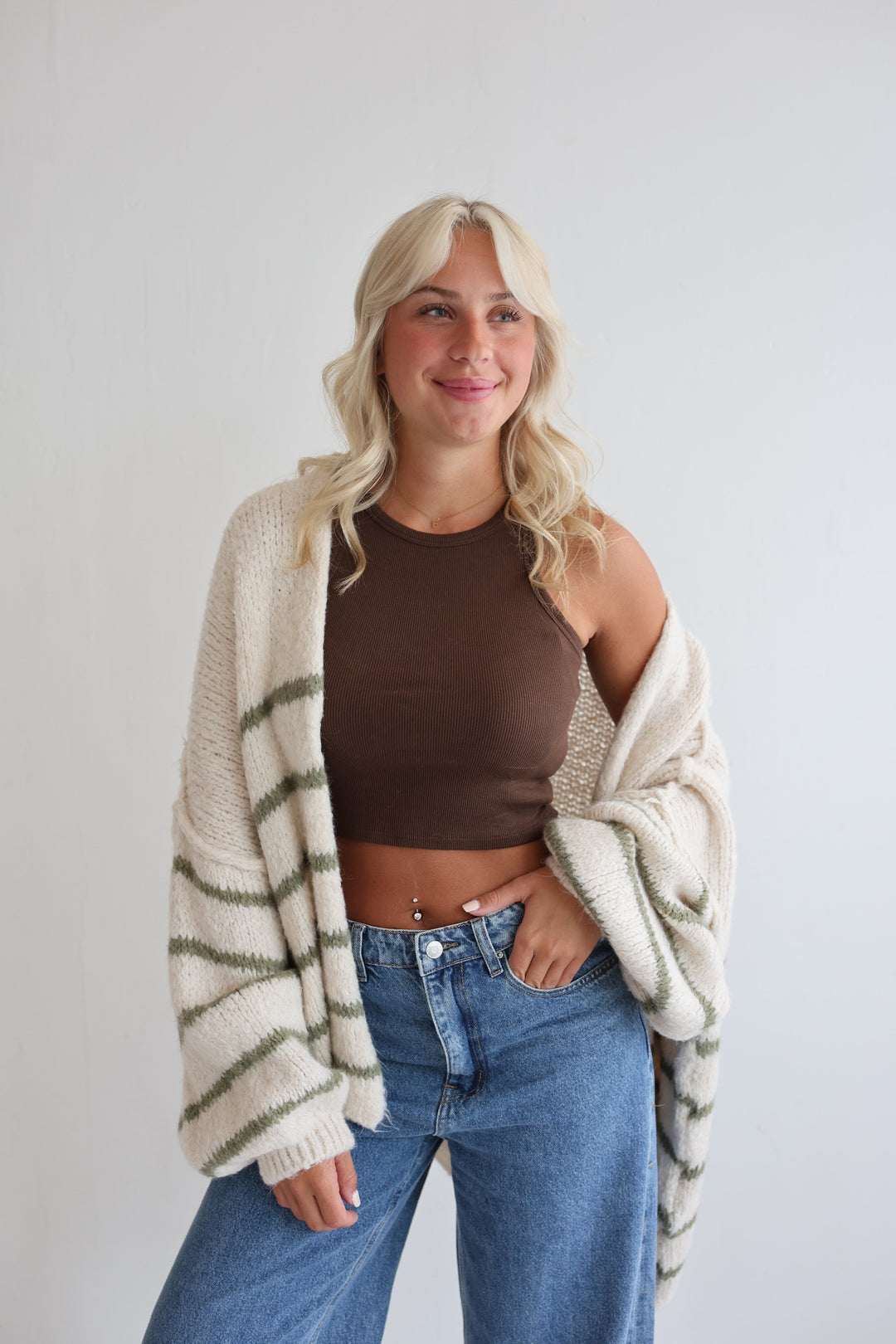 Oversize Strickcardigan Half Stripes