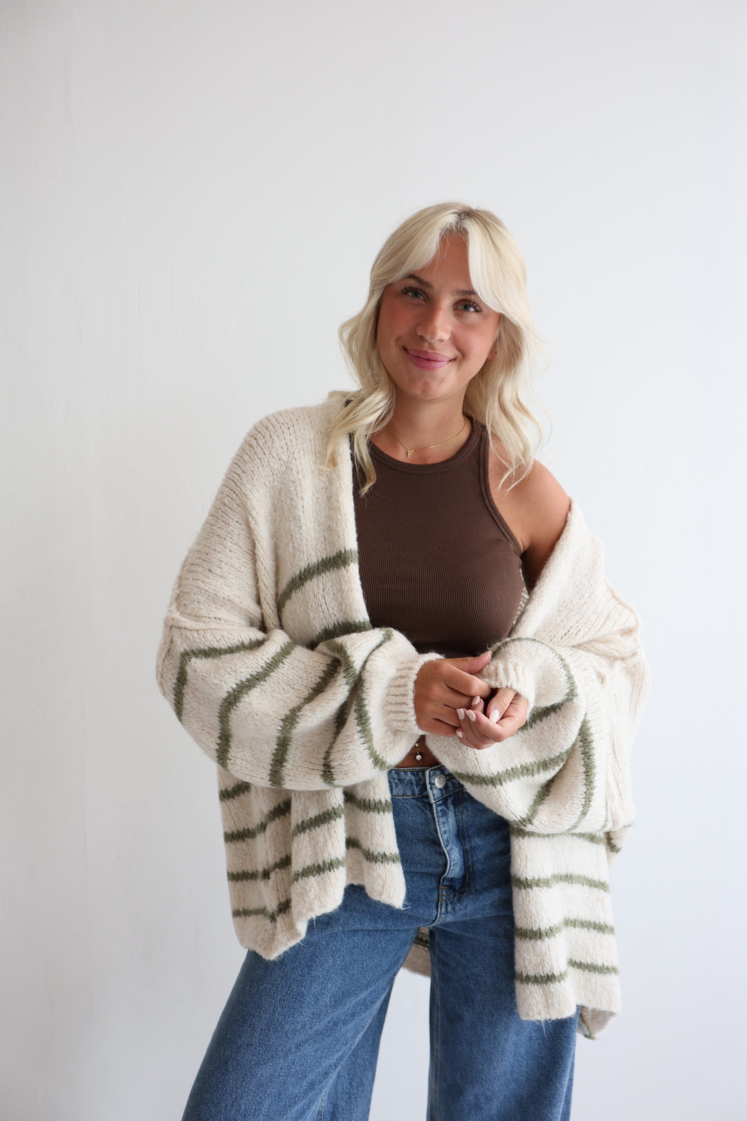 Oversize Strickcardigan Half Stripes