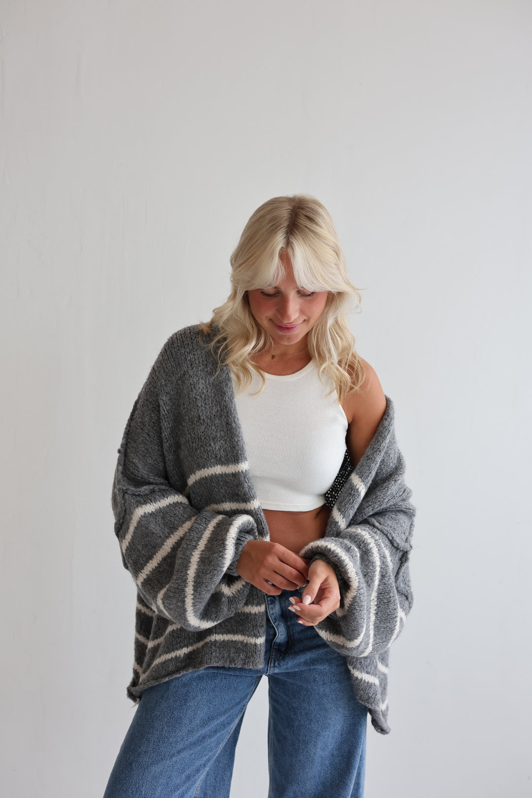 Oversize Strickcardigan Half Stripes