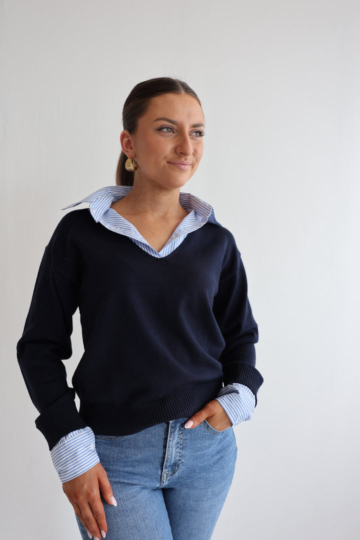 Pullover mit Hemdeinsatz Mondays