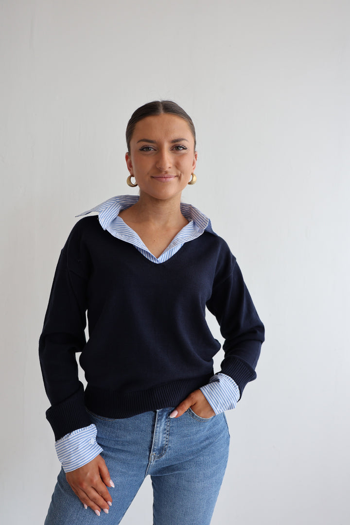 Pullover mit Hemdeinsatz Mondays