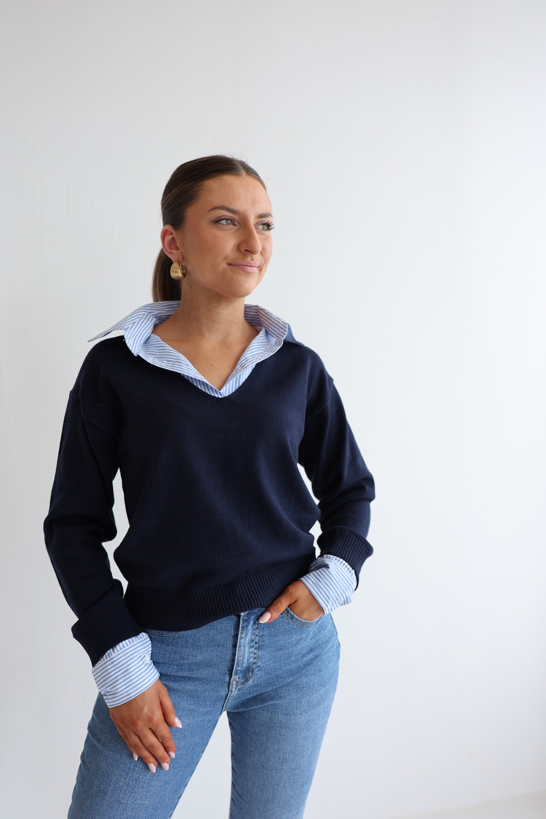 Pullover mit Hemdeinsatz Mondays
