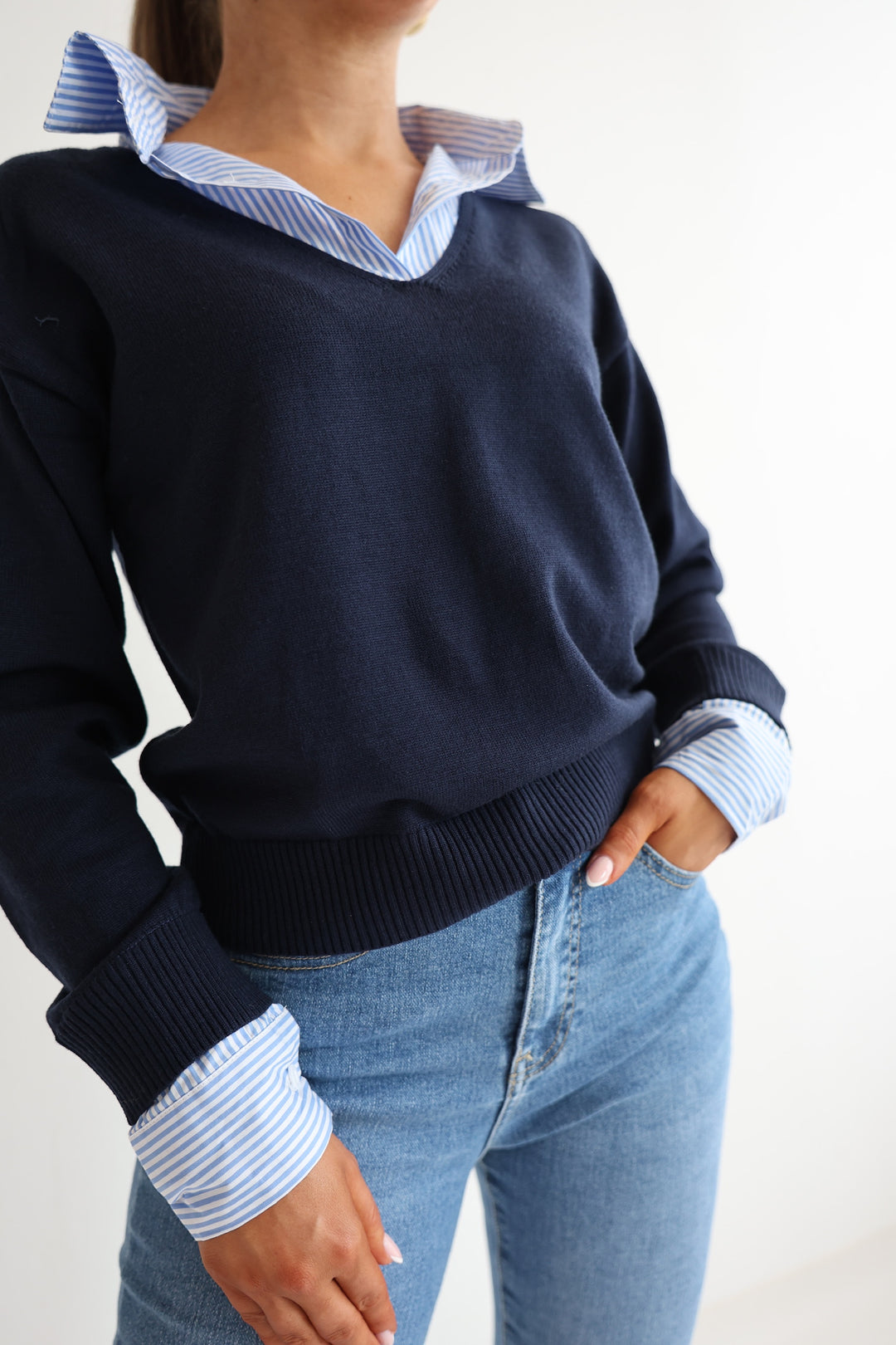 Pullover mit Hemdeinsatz Mondays