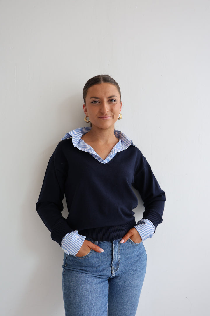 Pullover mit Hemdeinsatz Mondays