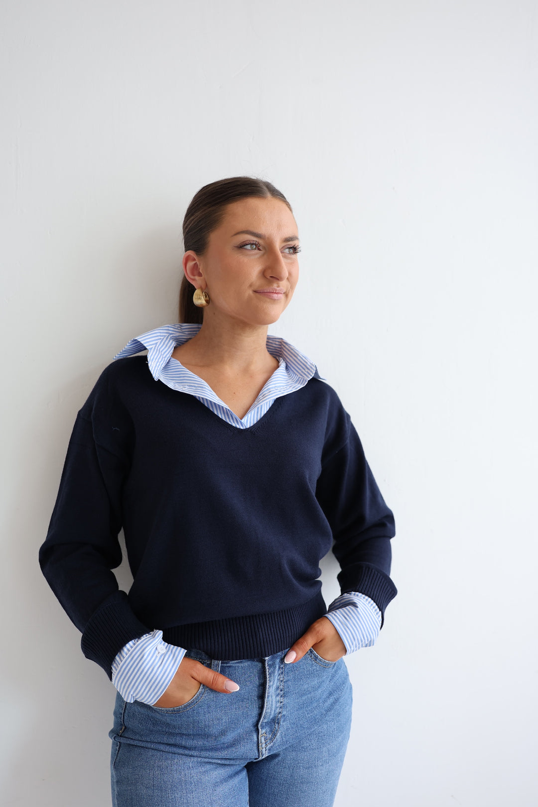 Pullover mit Hemdeinsatz Mondays