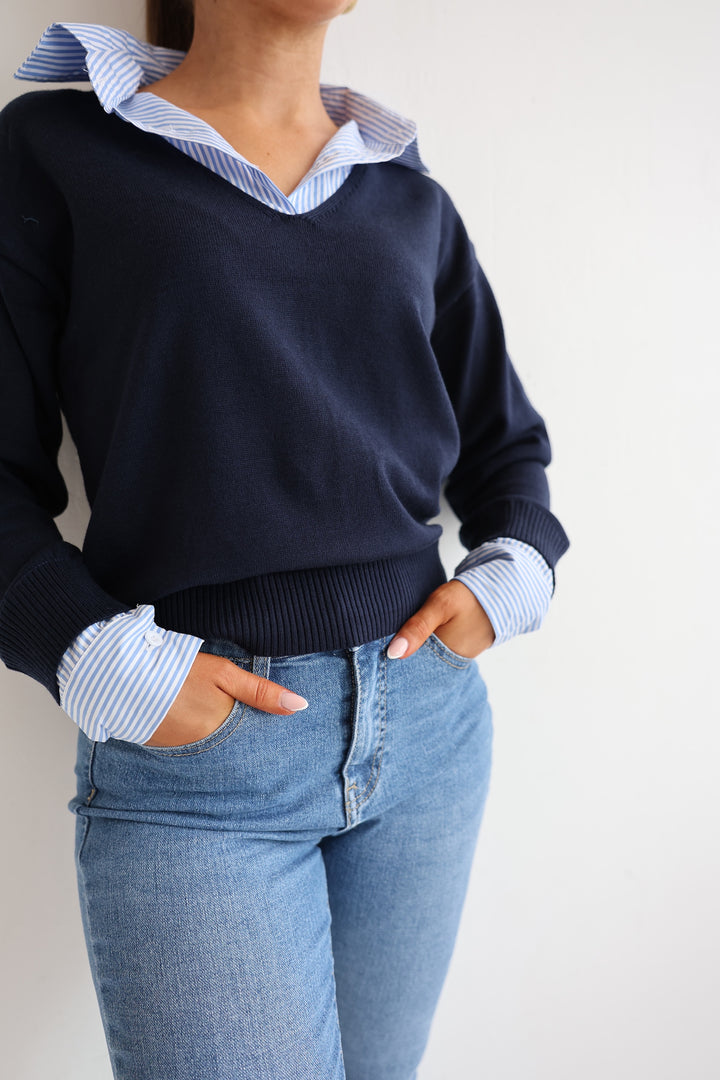 Pullover mit Hemdeinsatz Mondays