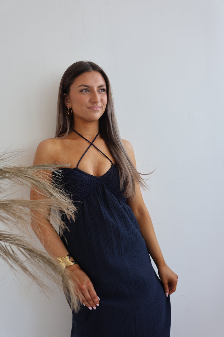 Langes Kleid mit Häkeldetails Midsummer
