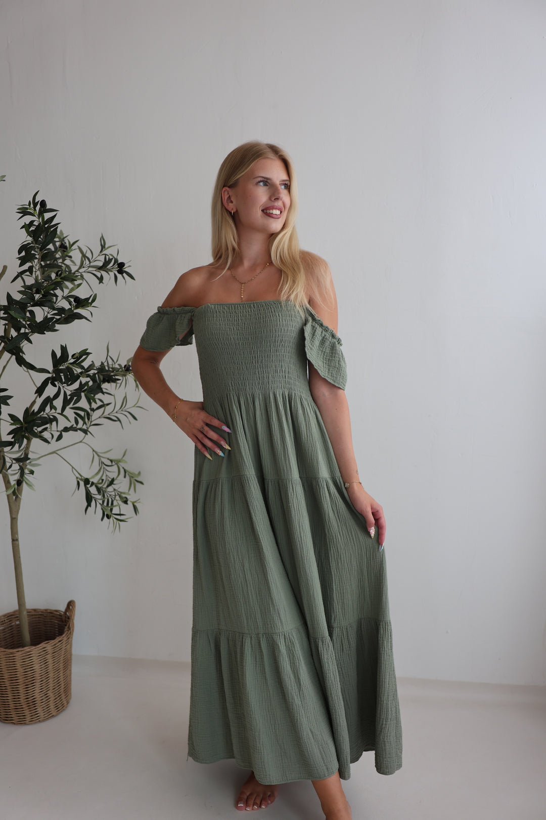 Langes Kleid mit Raffung Livia
