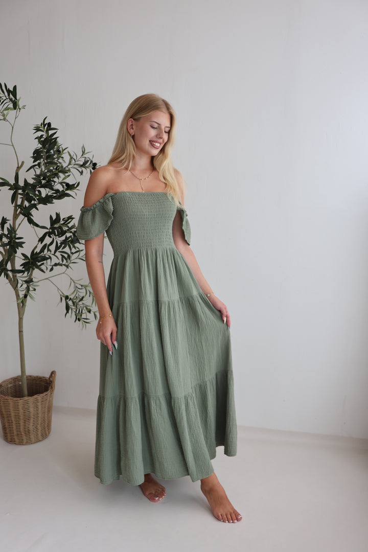 Langes Kleid mit Raffung Livia