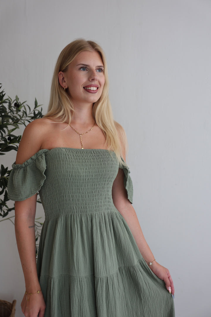 Langes Kleid mit Raffung Livia