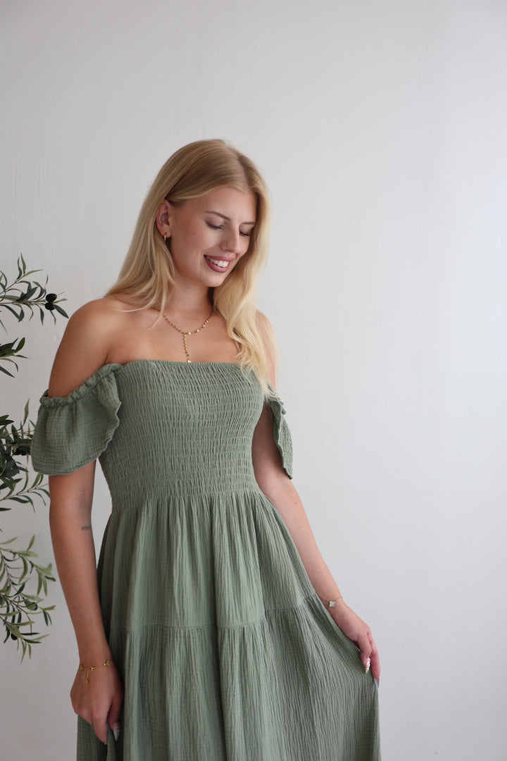 Langes Kleid mit Raffung Livia