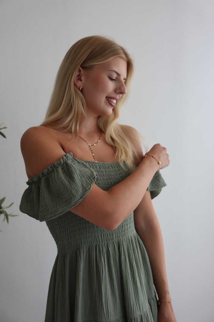 Langes Kleid mit Raffung Livia