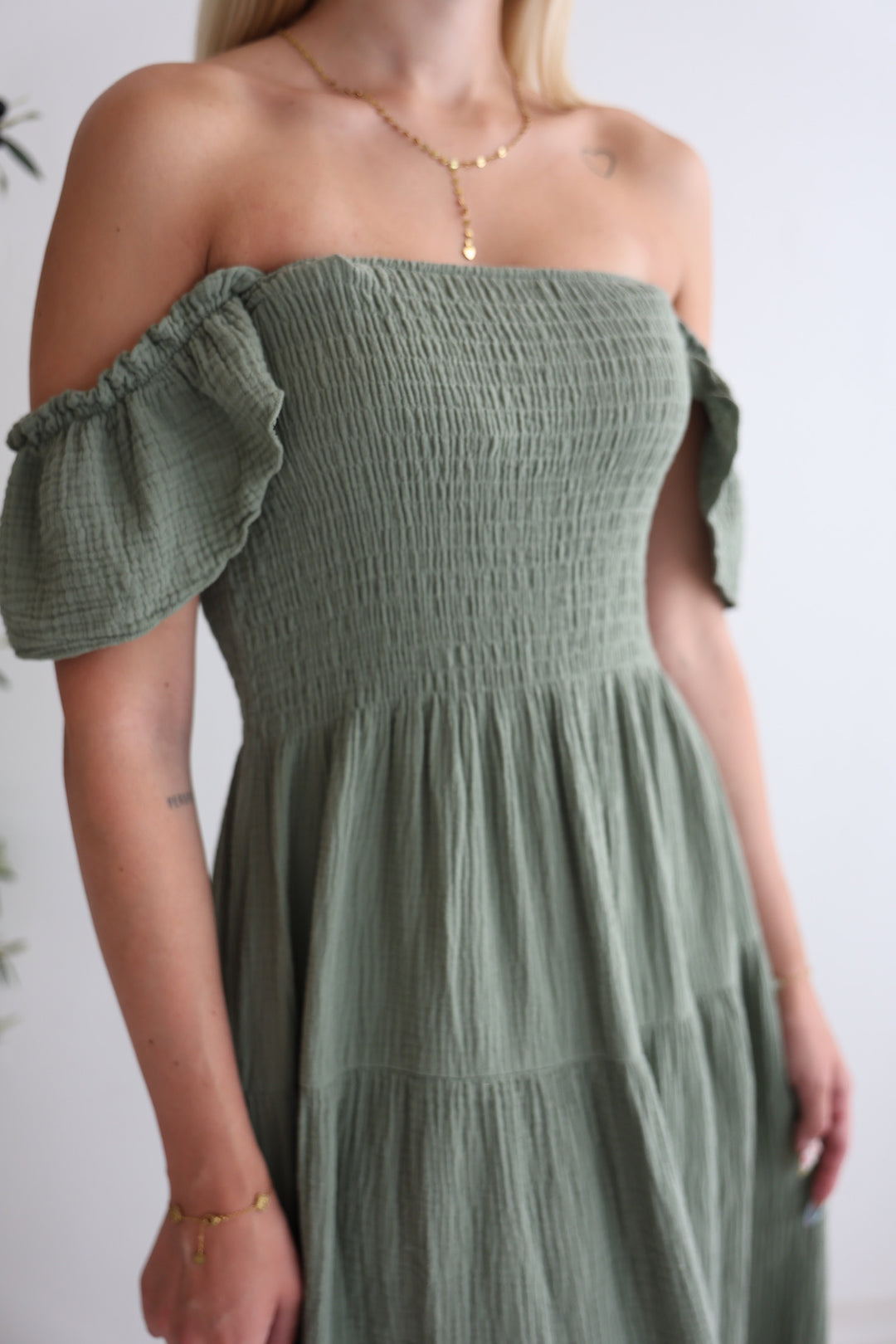 Langes Kleid mit Raffung Livia