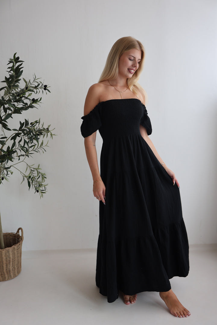 Langes Kleid mit Raffung Livia