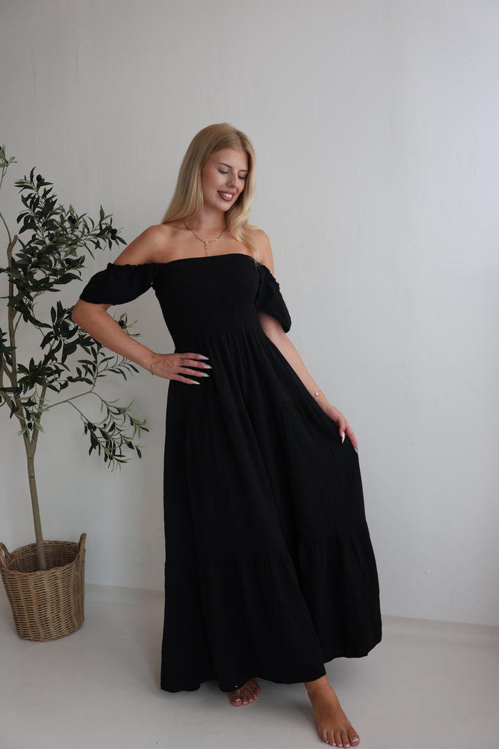 Langes Kleid mit Raffung Livia