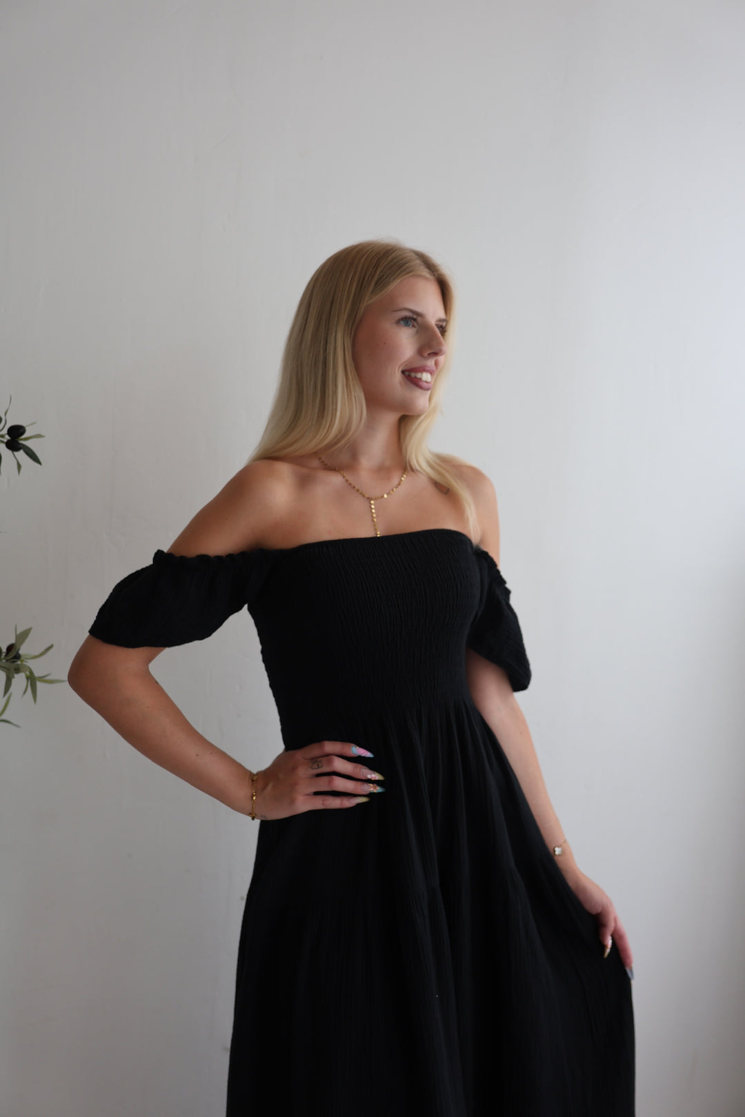 Langes Kleid mit Raffung Livia