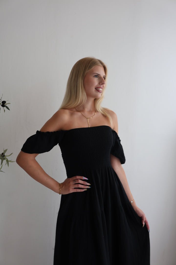 Langes Kleid mit Raffung Livia