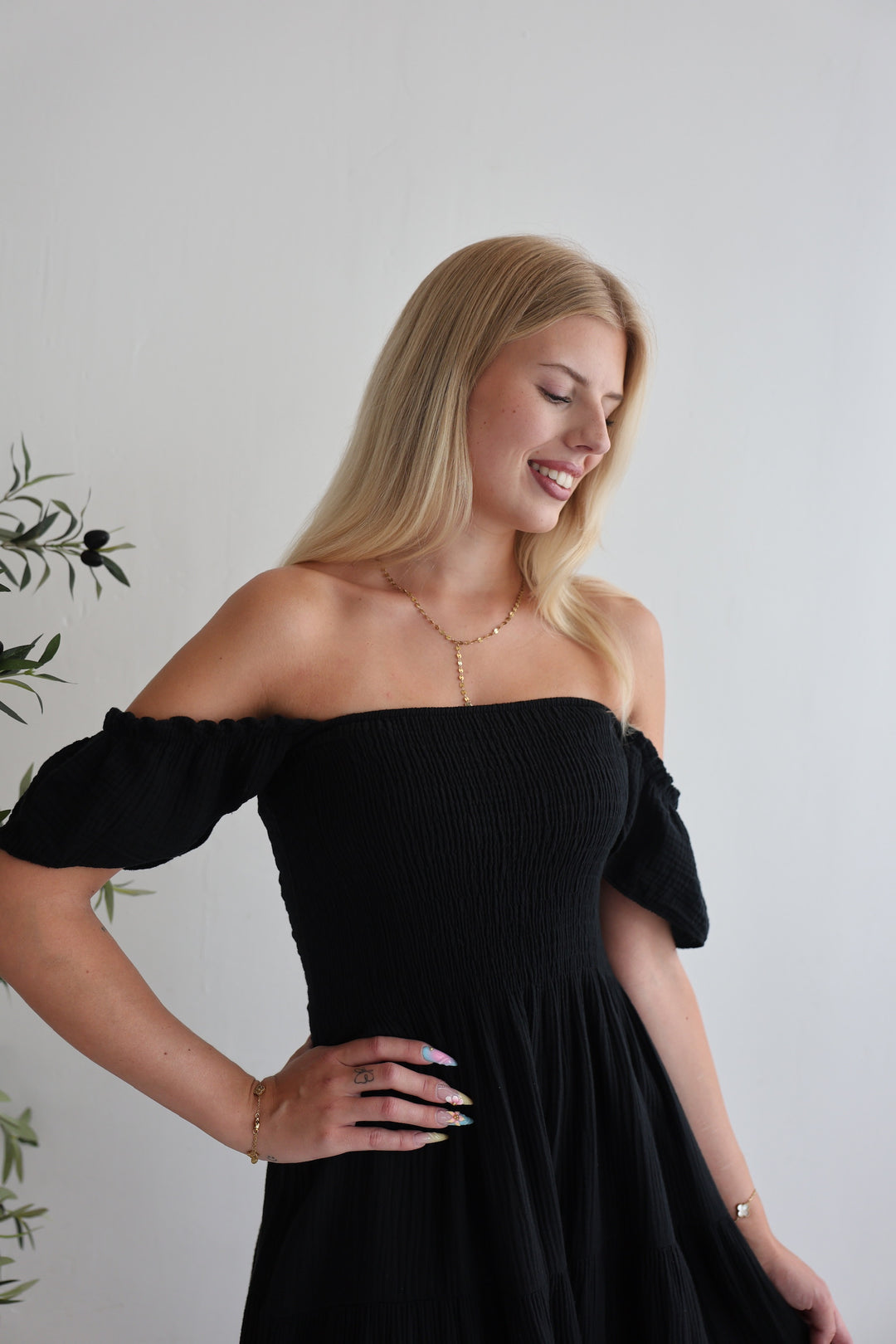 Langes Kleid mit Raffung Livia