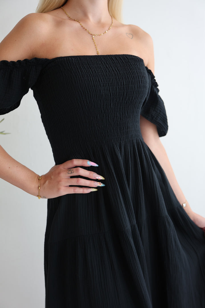Langes Kleid mit Raffung Livia