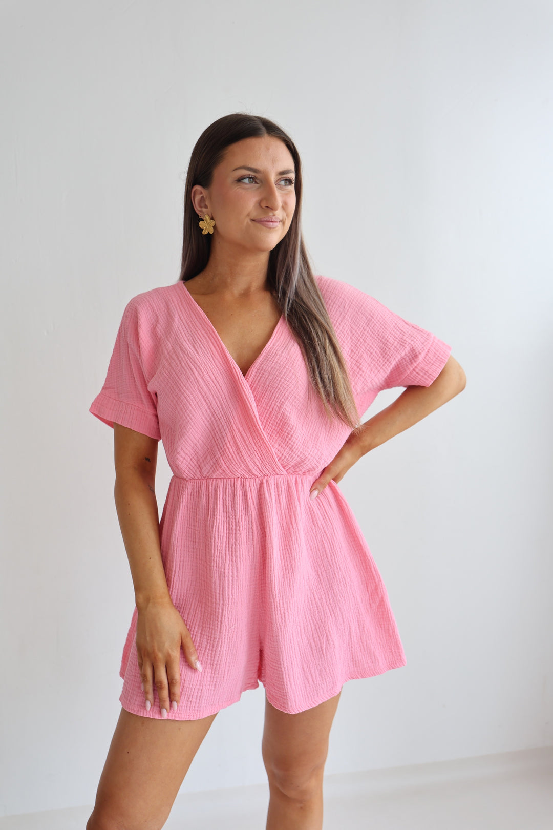 Musselin-Jumpsuit mit V-Ausschnitt Mara