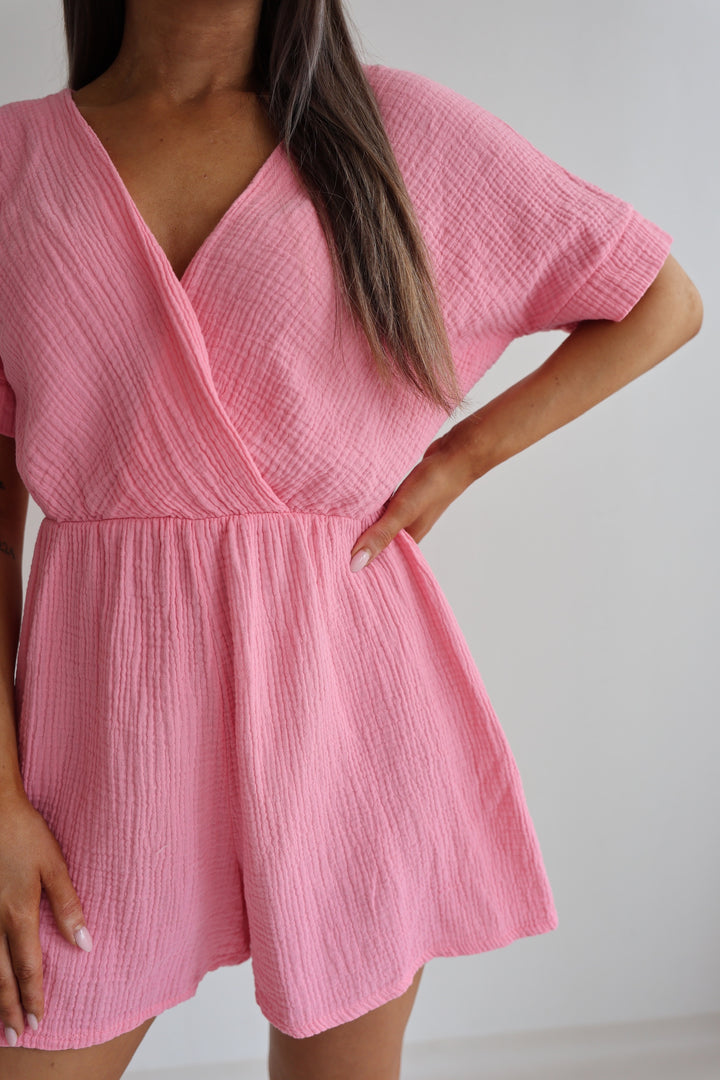 Musselin-Jumpsuit mit V-Ausschnitt Mara