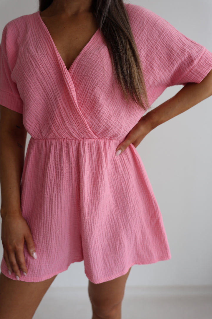 Musselin-Jumpsuit mit V-Ausschnitt Mara