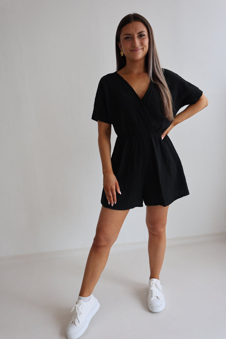 Musselin-Jumpsuit mit V-Ausschnitt Mara