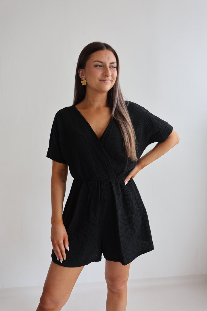 Musselin-Jumpsuit mit V-Ausschnitt Mara