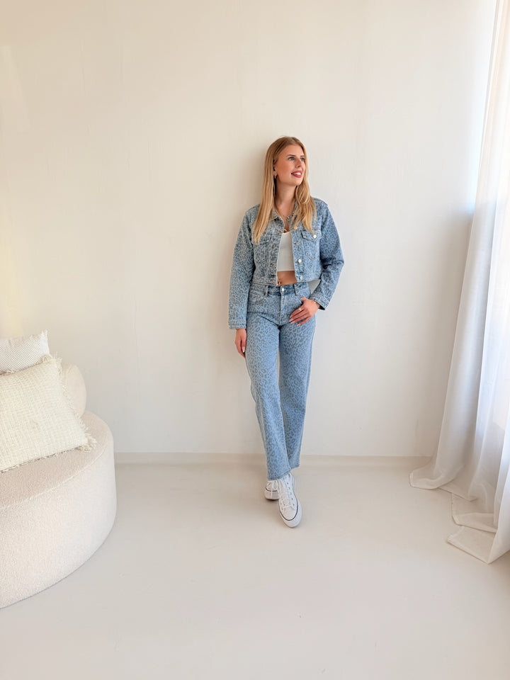Straight Fit Jeans mit Leoprint Bella