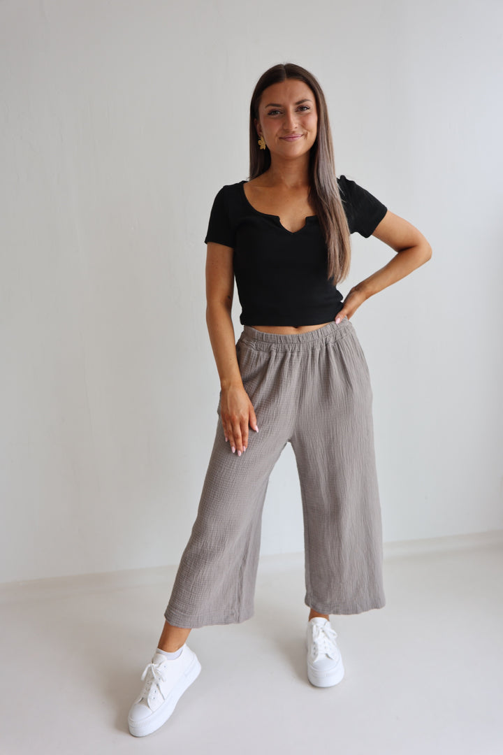 3/4 Musselinhose Casual Fit