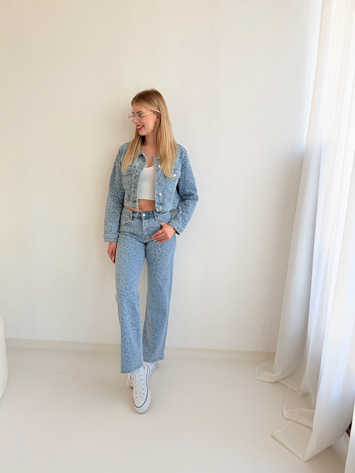 Straight Fit Jeans mit Leoprint Bella