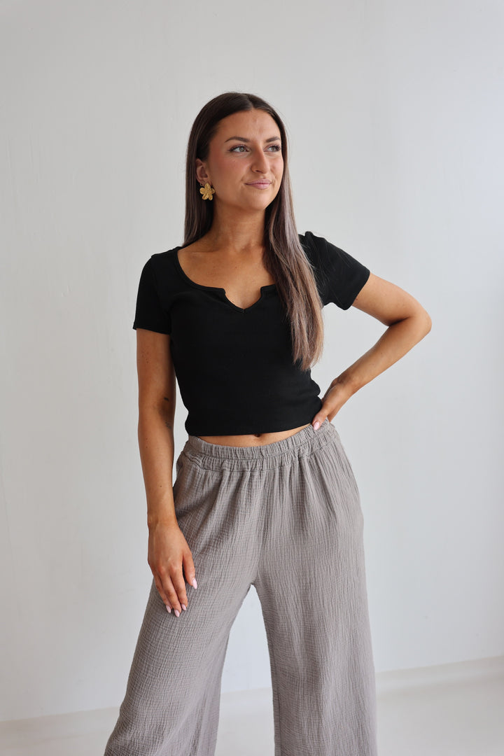 3/4 Musselinhose Casual Fit