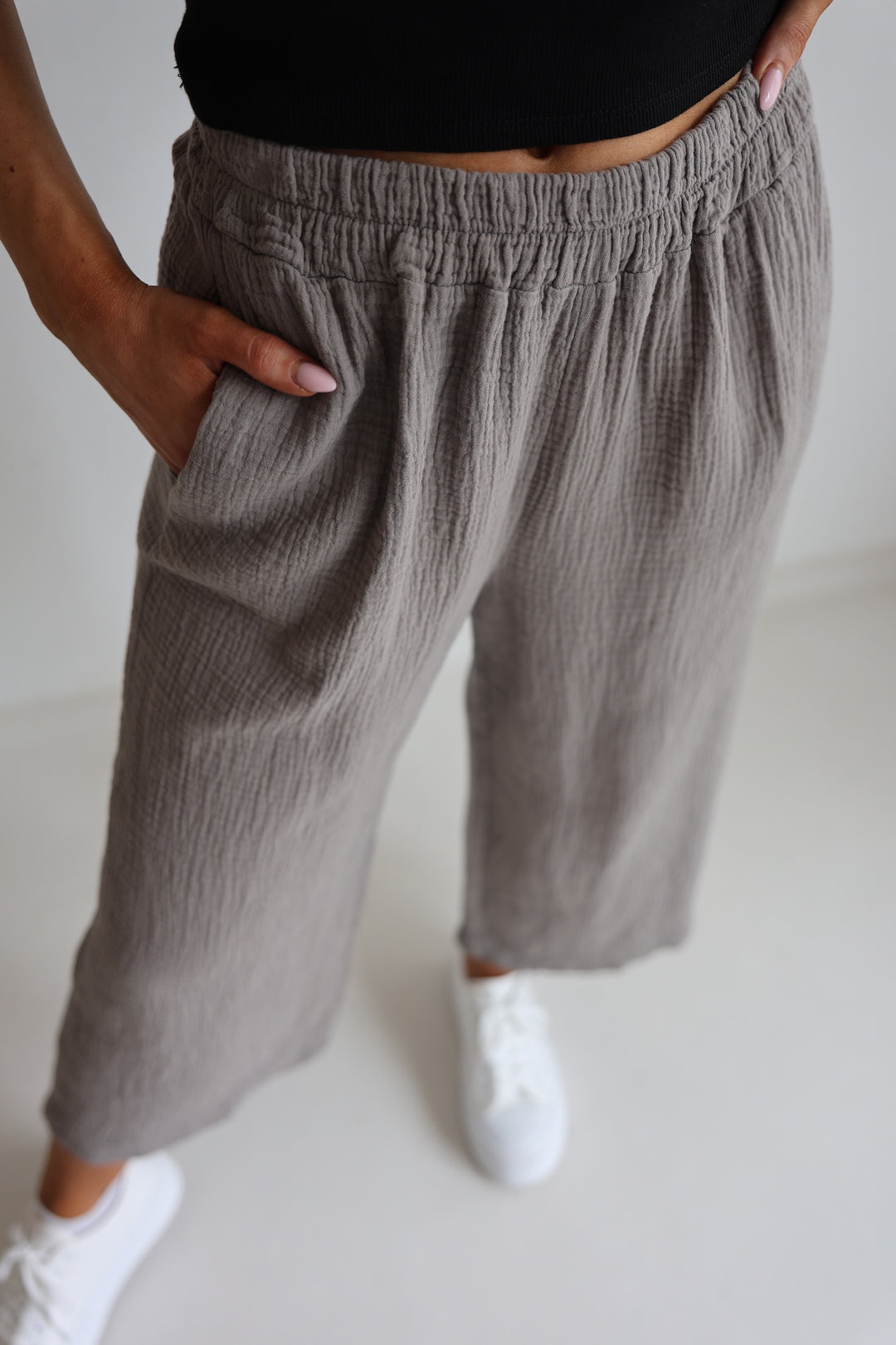 3/4 Musselinhose Casual Fit