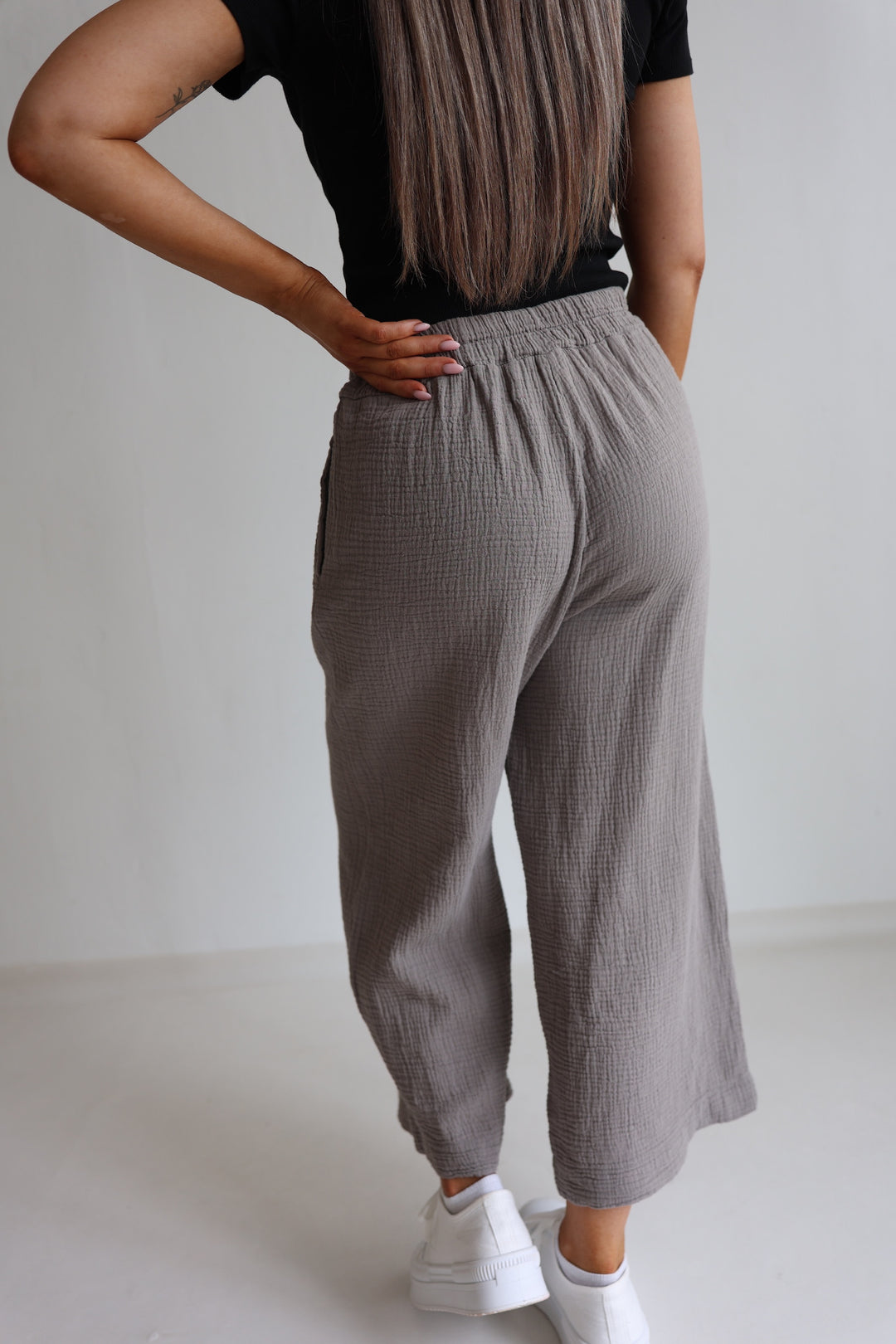 3/4 Musselinhose Casual Fit