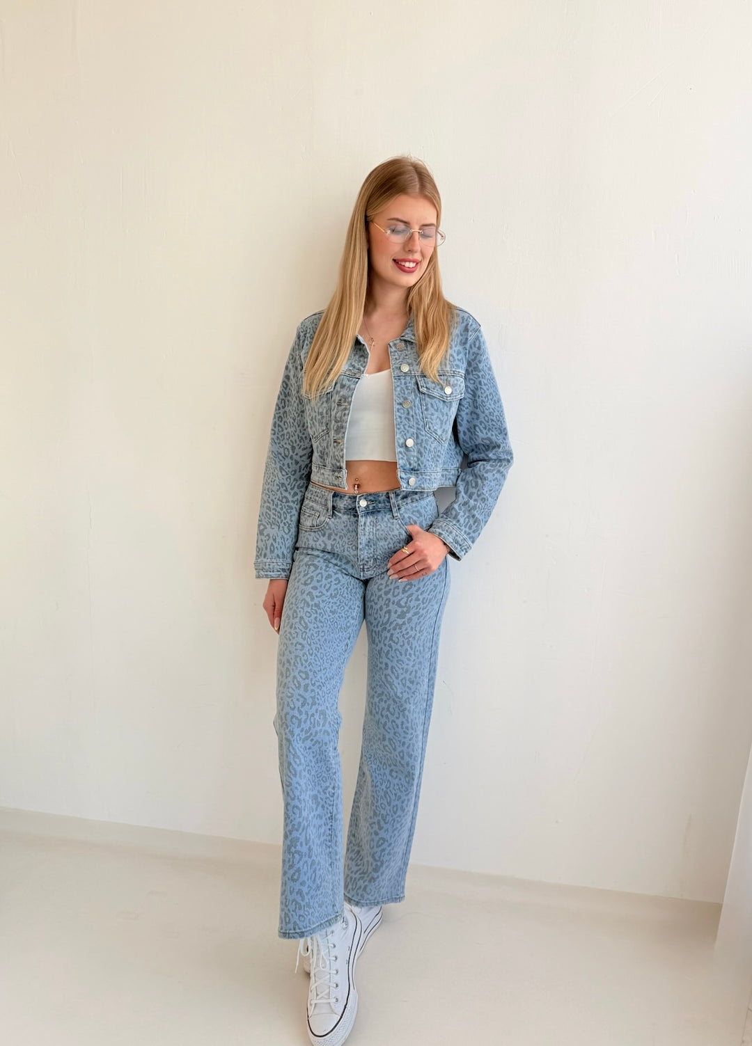 Straight Fit Jeans mit Leoprint Bella