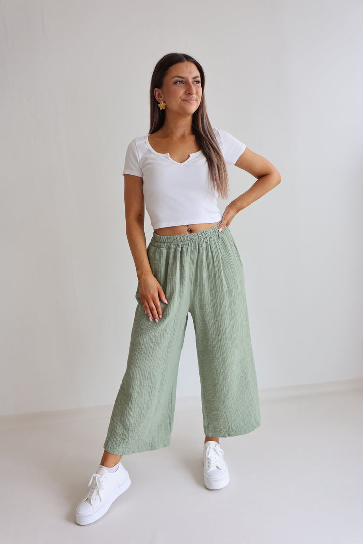 3/4 Musselinhose Casual Fit