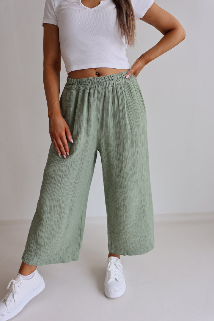 3/4 Musselinhose Casual Fit