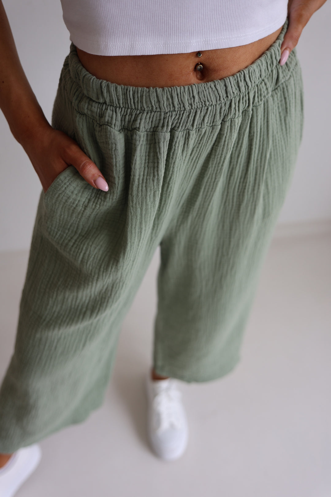 3/4 Musselinhose Casual Fit
