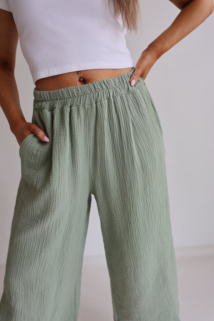 3/4 Musselinhose Casual Fit