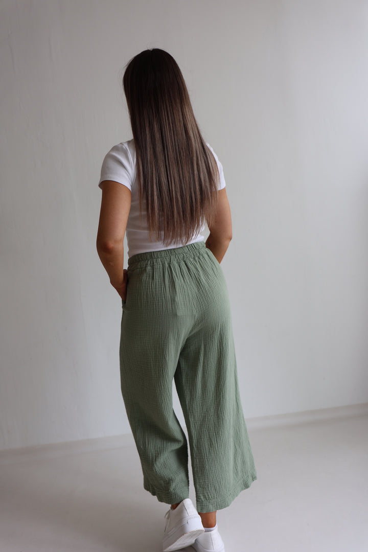 3/4 Musselinhose Casual Fit