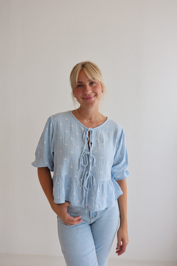 Schößchenbluse aus Musselin Summer Hearts