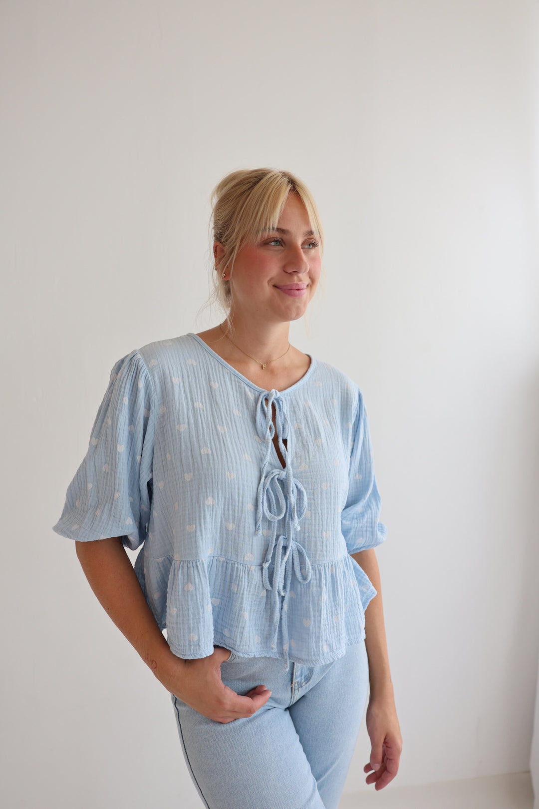 Schößchenbluse aus Musselin Summer Hearts