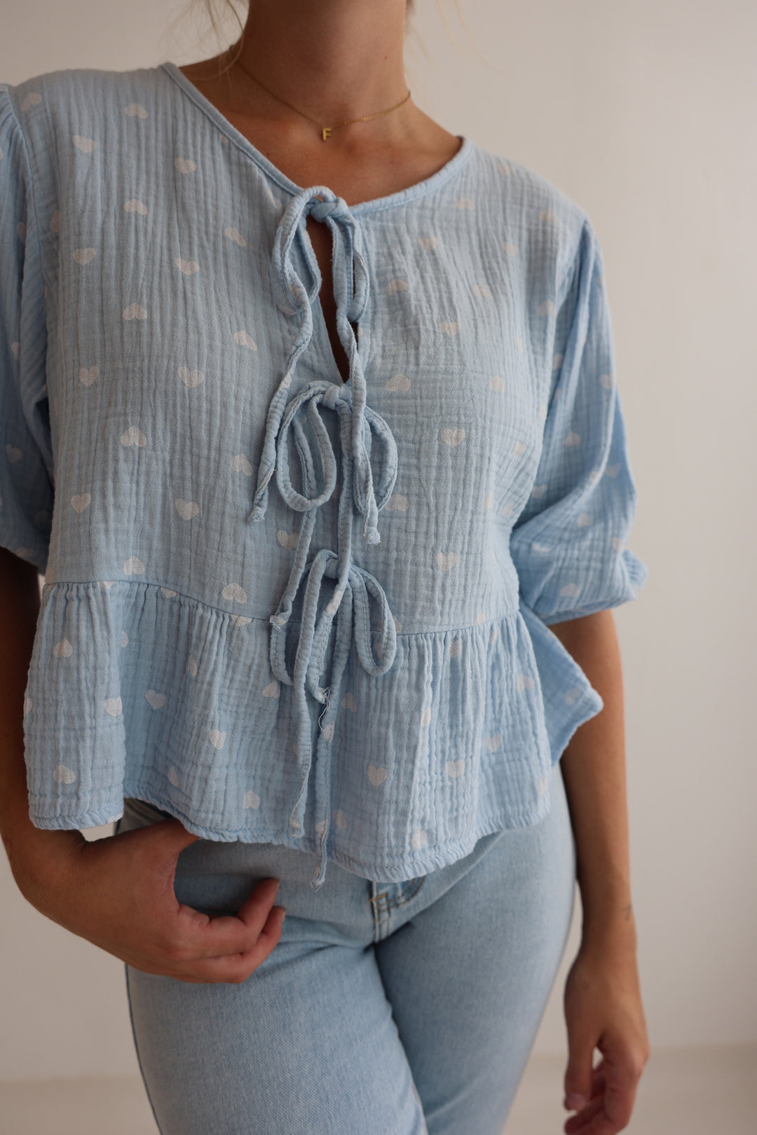 Schößchenbluse aus Musselin Summer Hearts